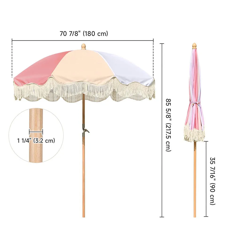 TheLAShop 6 ft 8-Rib Wood Porch Umbrella Tilt Palm Springs 5-10yr