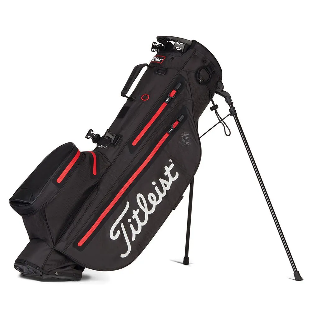 Titleist Players 4 StaDry Waterproof Stand Bag - Black/Black/Red