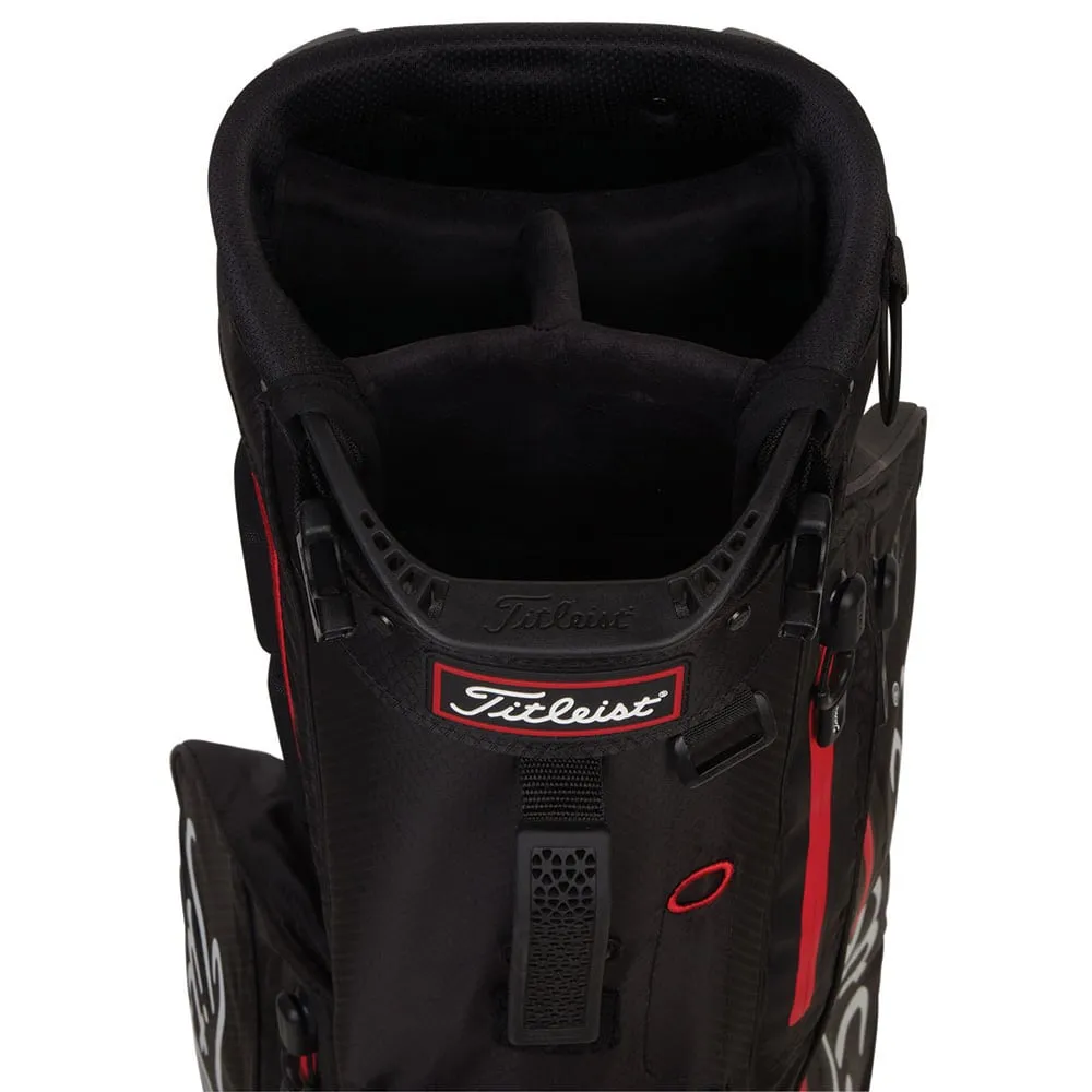 Titleist Players 4 StaDry Waterproof Stand Bag - Black/Black/Red