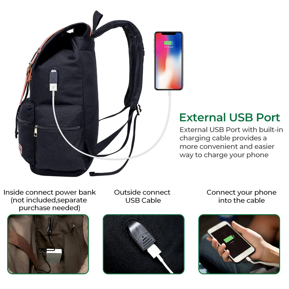 Travel Laptop Backpack Fits 17 Inch Computer & Tablet With USB Charging Port