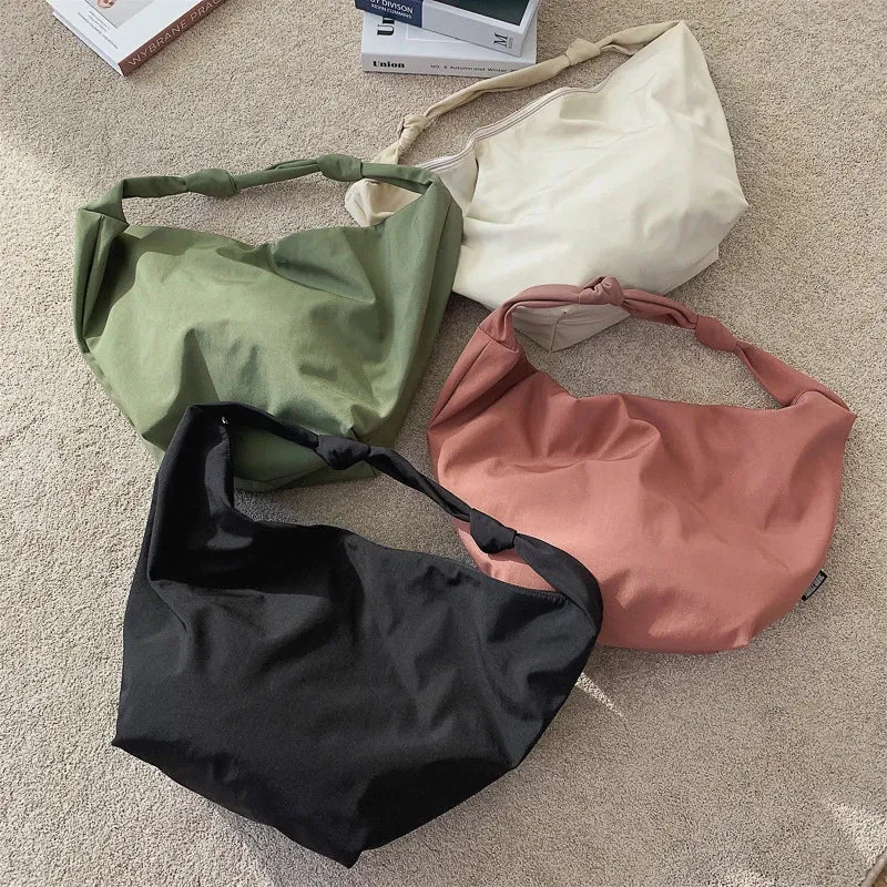 VAIGE Waterproof Nylon Hobo Tote Bag - Solid Color, Zipper Closure, 28cm x 16cm x 38cm, Soft and Lightweight Design