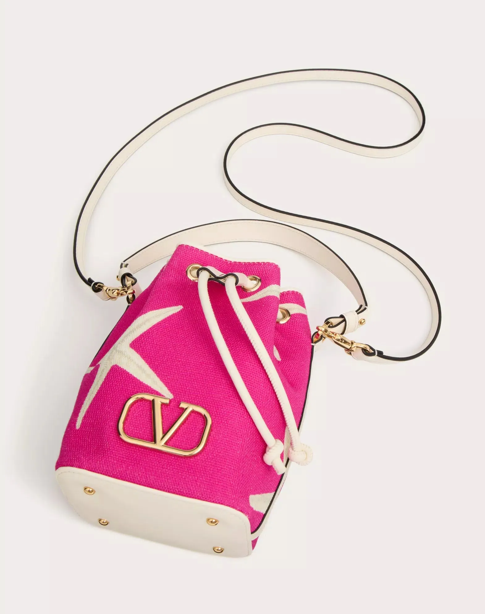 Valentino Garavani Escape Mini Bucket Bag In Canvas With Starfish Print