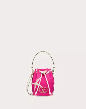 Valentino Garavani Escape Mini Bucket Bag In Canvas With Starfish Print