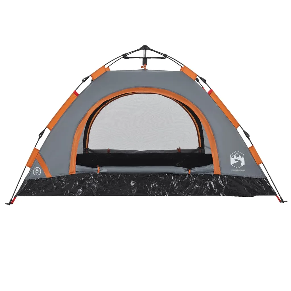 vidaXL Camping Tent 2-Person Grey and Orange Quick Release