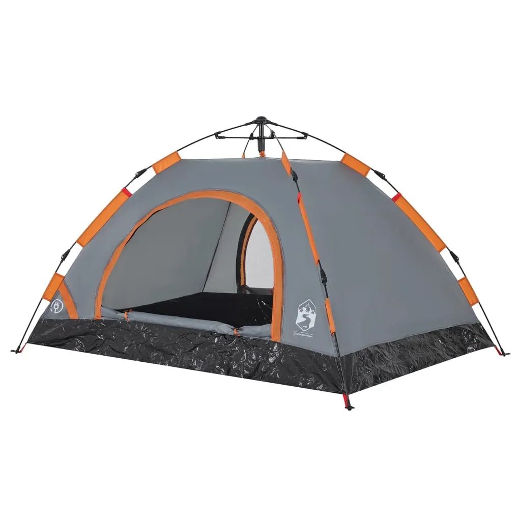 vidaXL Camping Tent 2-Person Grey and Orange Quick Release