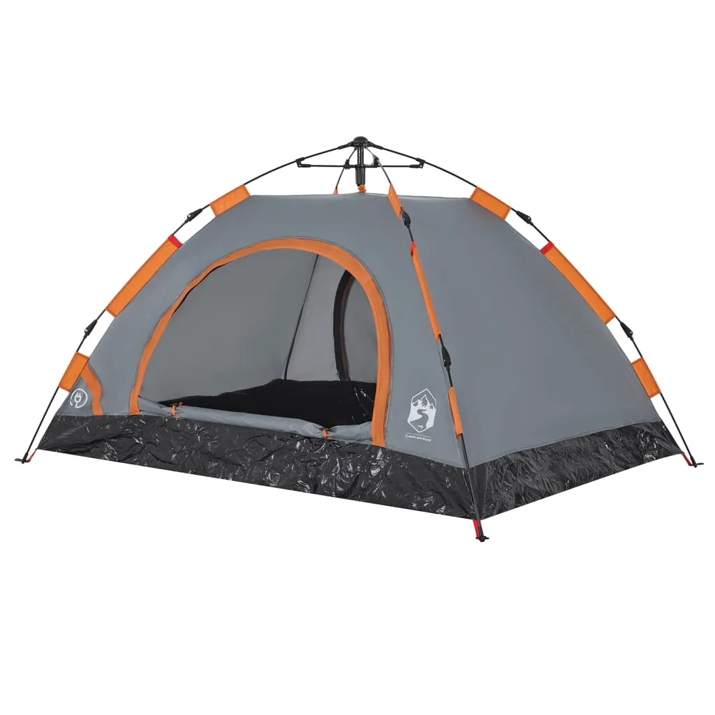 vidaXL Camping Tent 2-Person Grey and Orange Quick Release