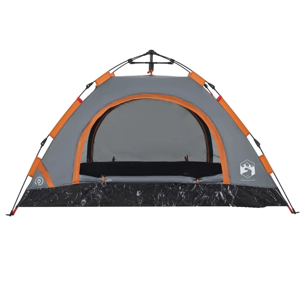 vidaXL Camping Tent 2-Person Grey and Orange Quick Release