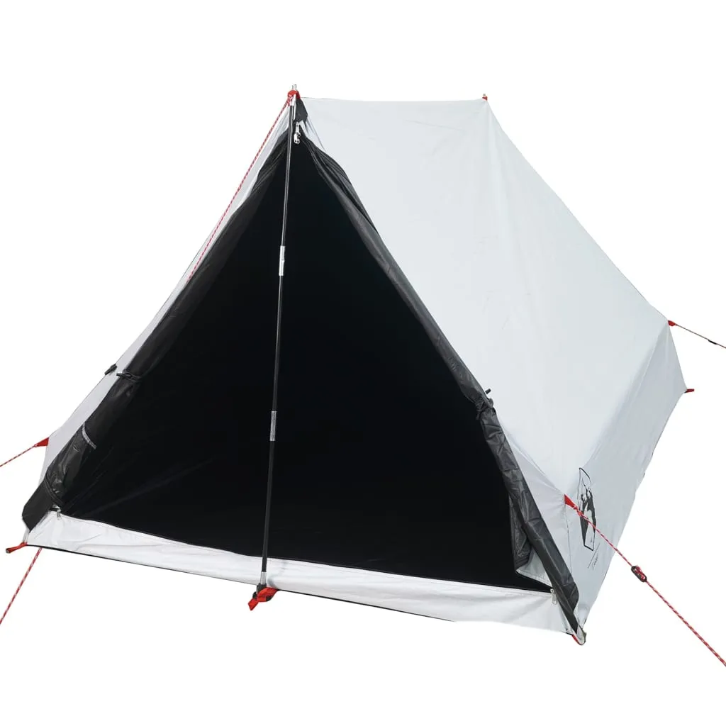 vidaXL Camping Tent A-Frame 2-Person White Blackout Fabric Waterproof