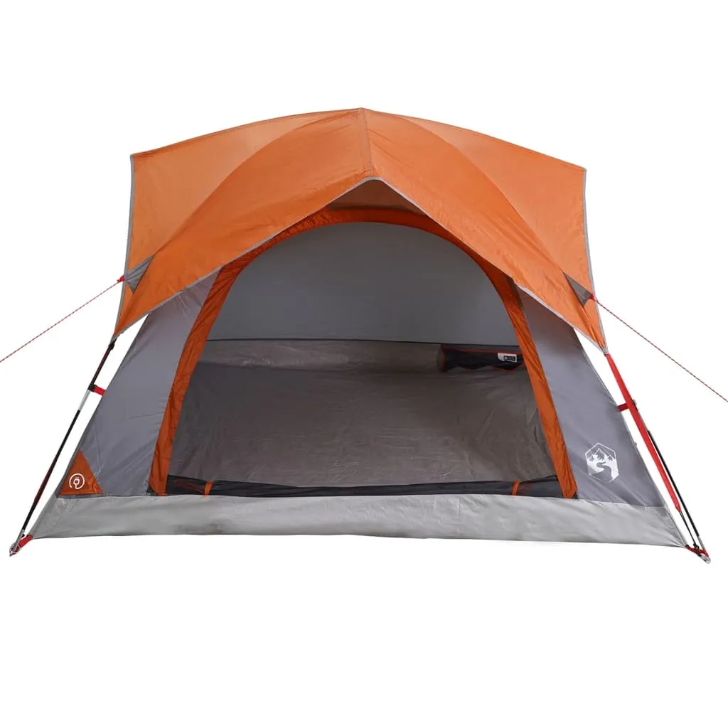 vidaXL Camping Tent Cabin 4-Person Grey and Orange Waterproof