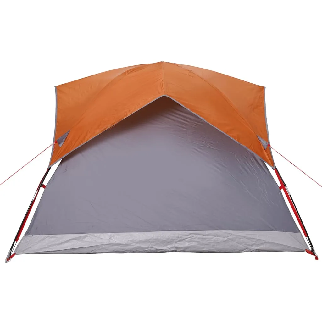 vidaXL Camping Tent Cabin 4-Person Grey and Orange Waterproof