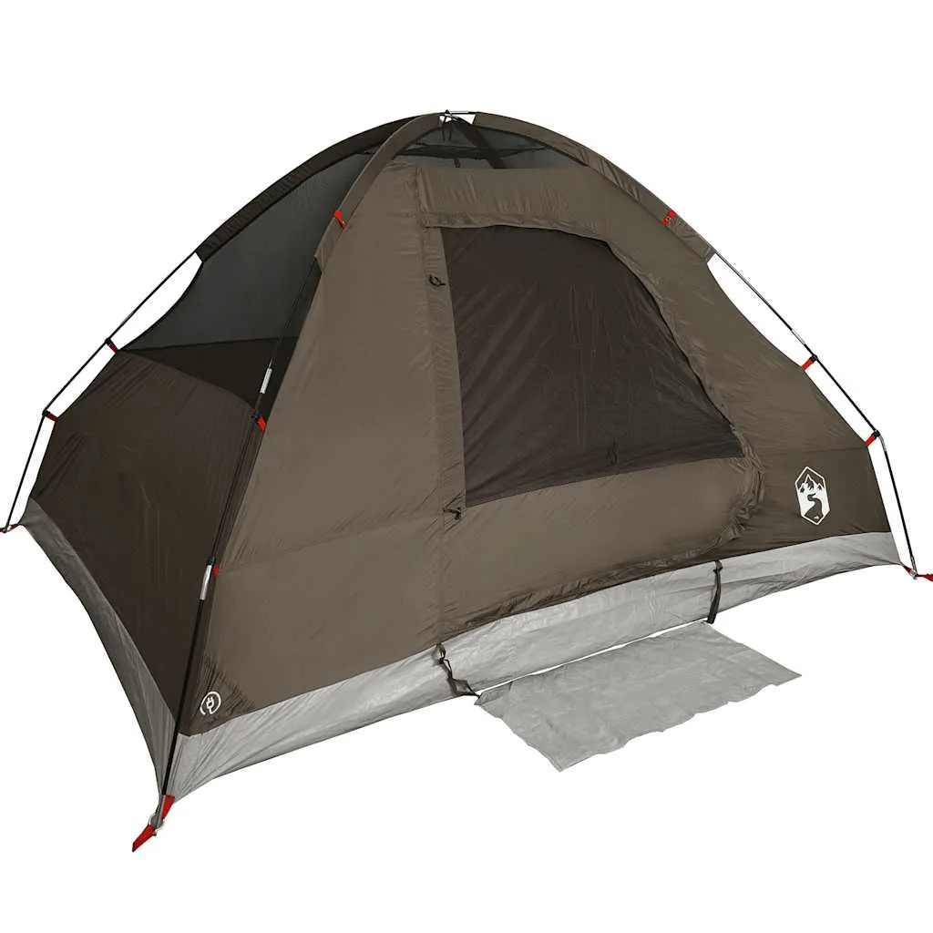 vidaXL Camping Tent Dome 4-Person Brown Waterproof