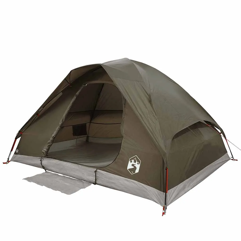 vidaXL Camping Tent Dome 4-Person Brown Waterproof