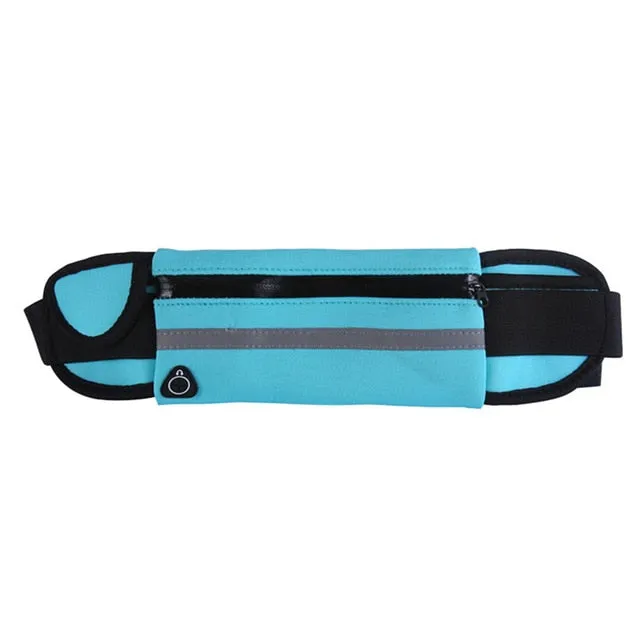 Waterproof Sport Runner Waist Bum Bag Running Jogging Belt Pouch Zip Fanny Pack Adjustable and Elastic Strap