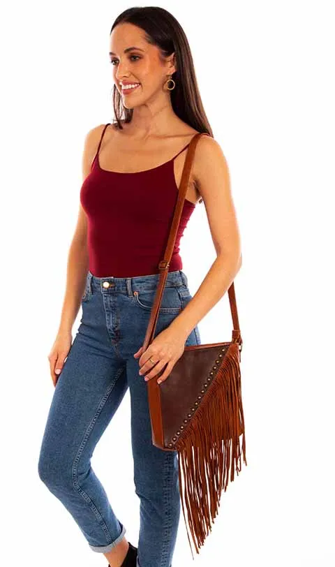 Western Shoulder Bag Crossbody With Fringe And Studs