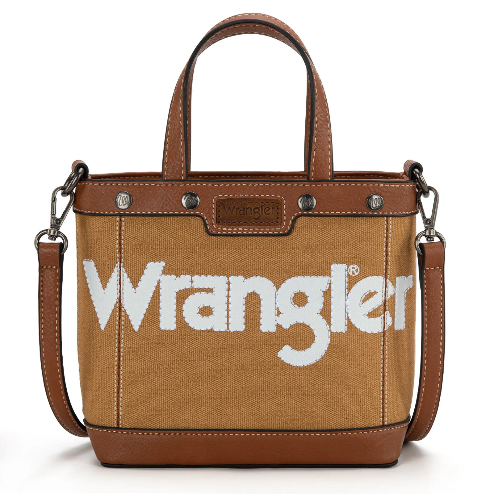 WG142-2005  Wrangler Canvas Mini Top Handle Tote//Crossbody - Brown