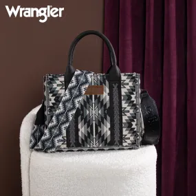 WG2213-8120S  Wrangler Southwestern Pattern Dual Sided Print  -Tote/Crossbody -BLACK