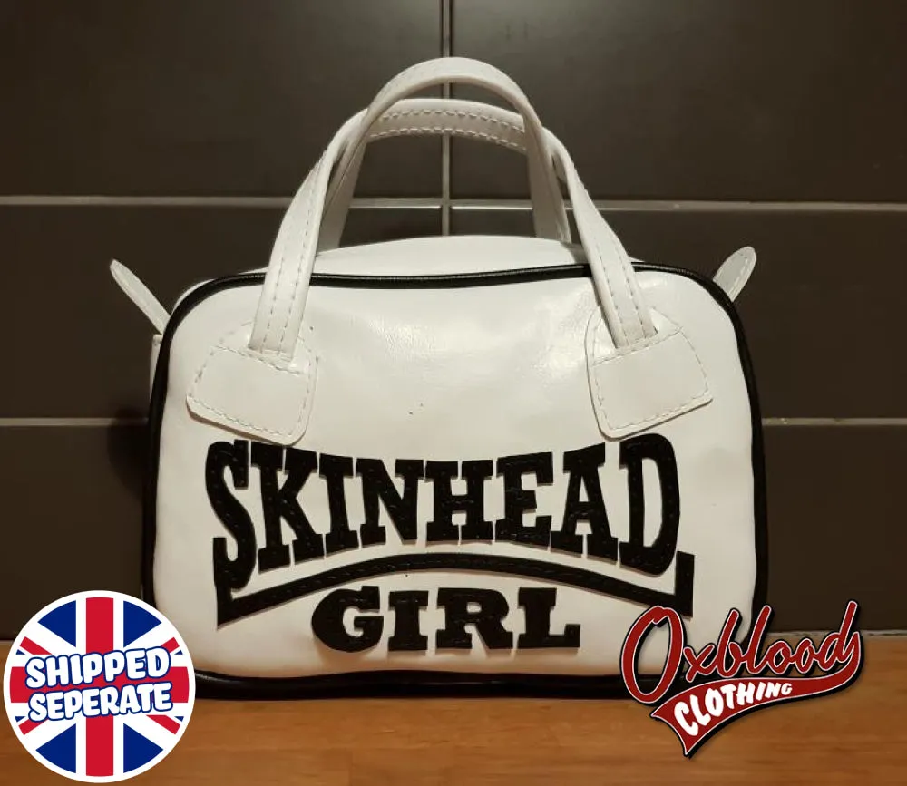 White & Black Skinhead Girl Handbag - GWENDA Style - Hand-stitched Skinbyrd Bag