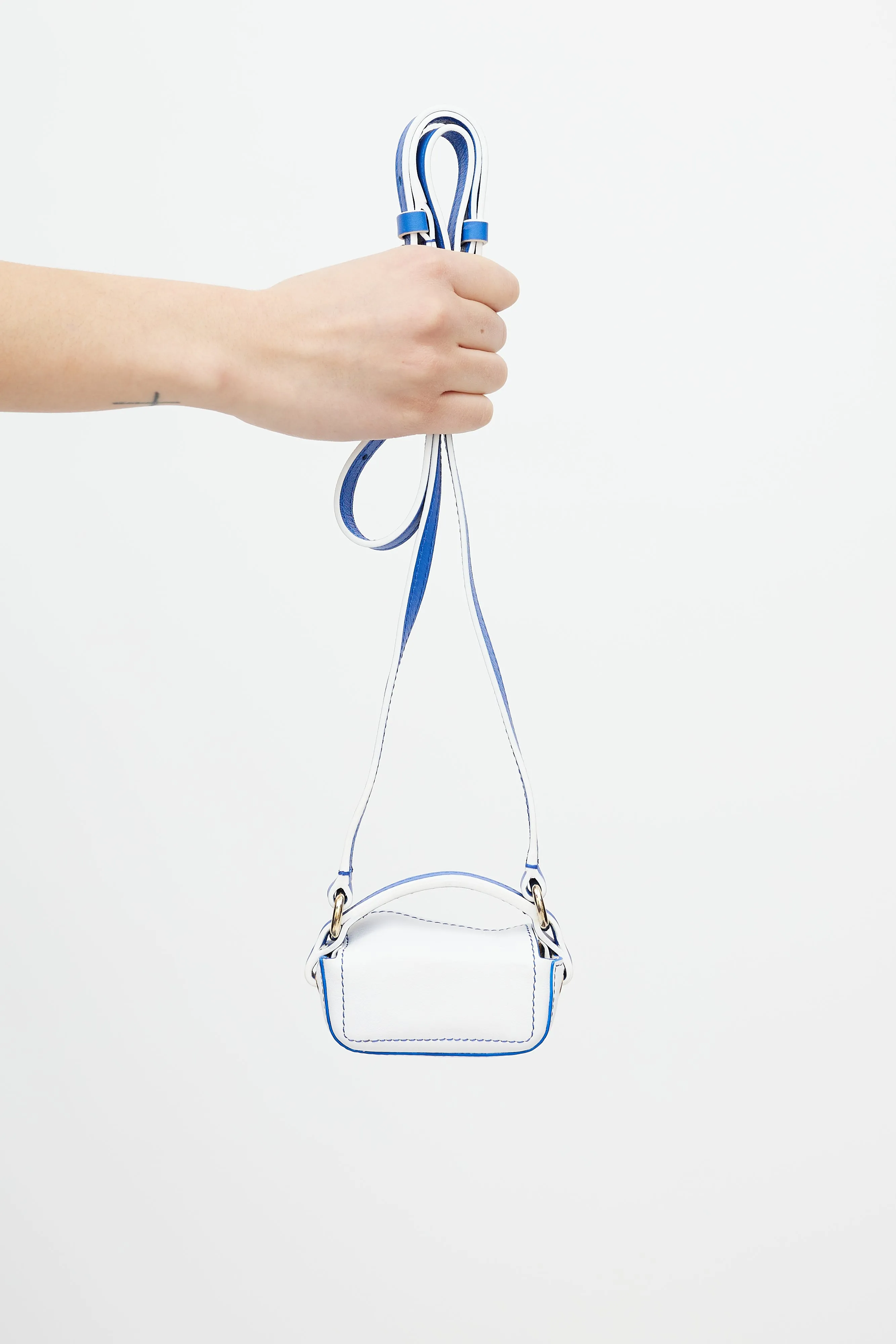 White & Blue Leather Le Nani Crossbody Bag