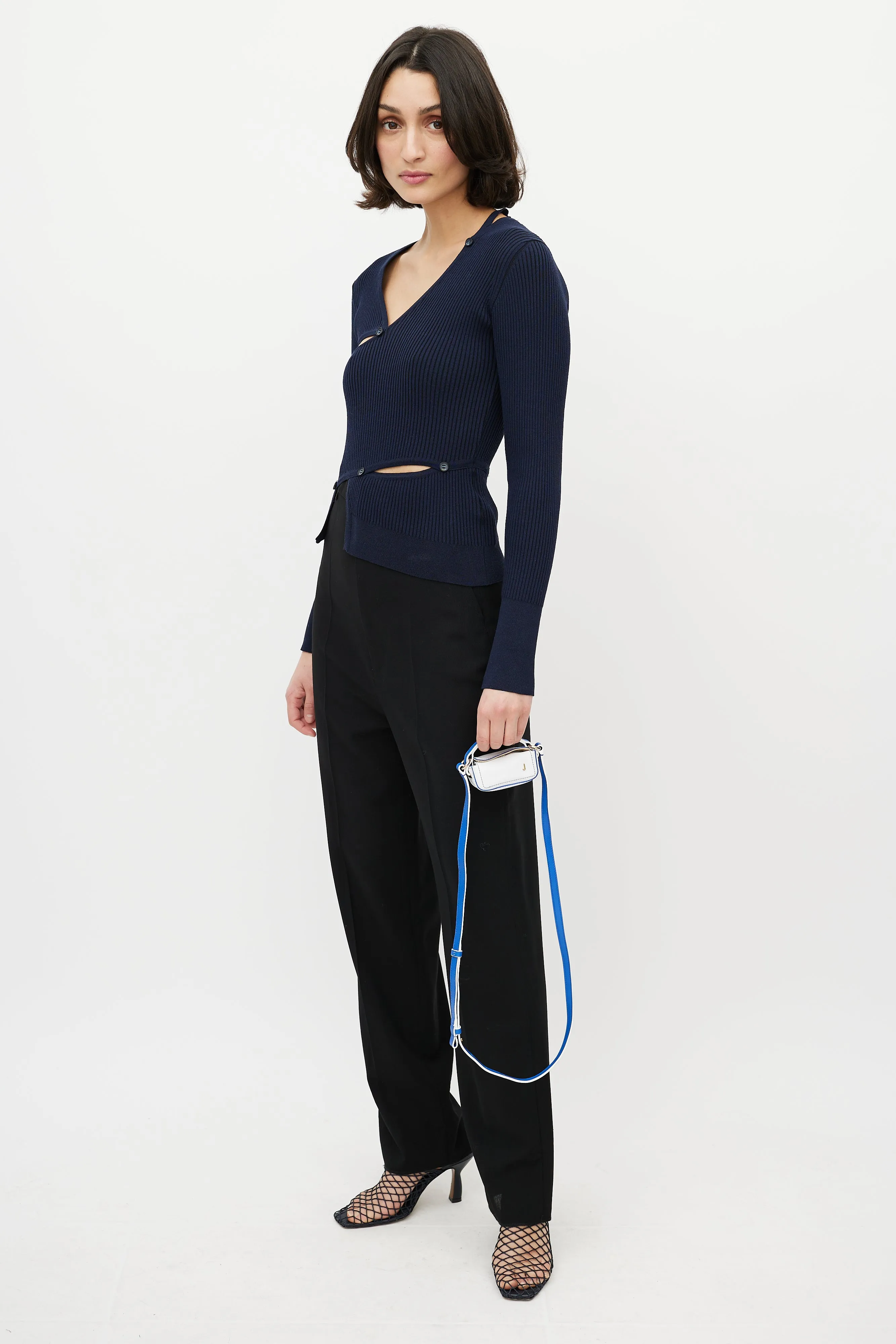 White & Blue Leather Le Nani Crossbody Bag