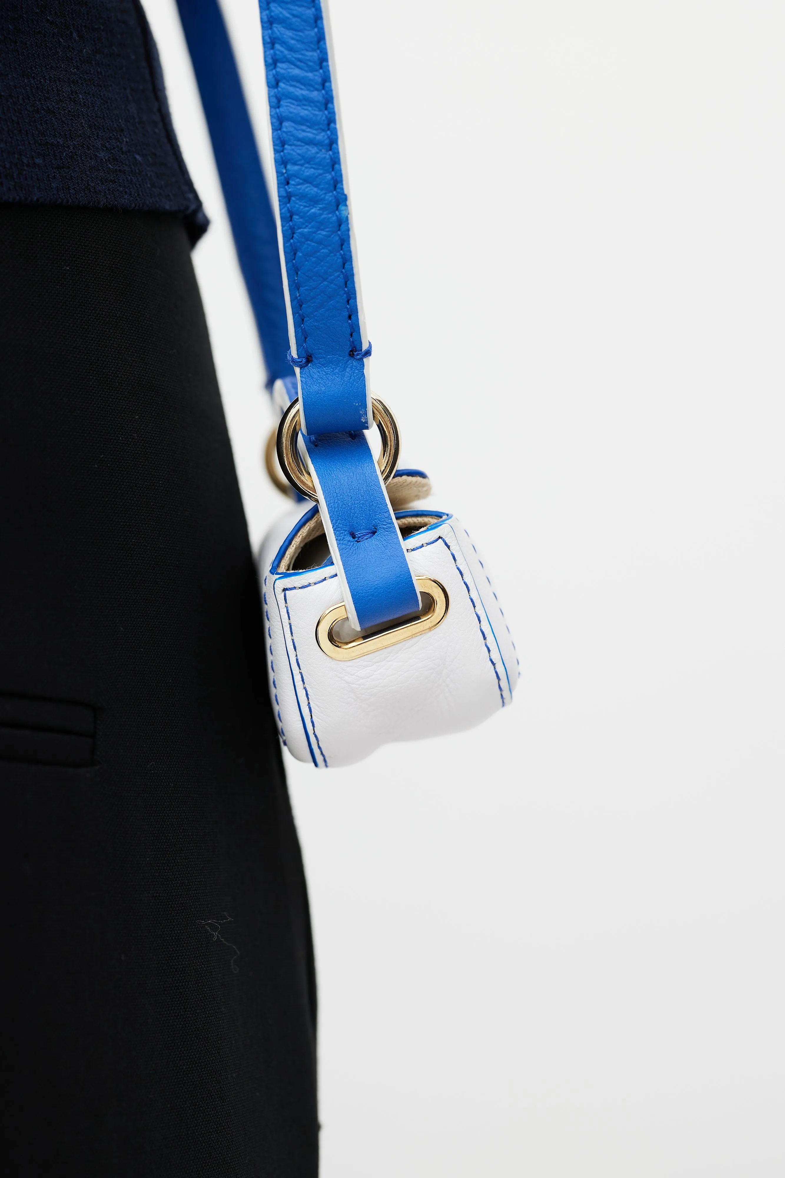 White & Blue Leather Le Nani Crossbody Bag