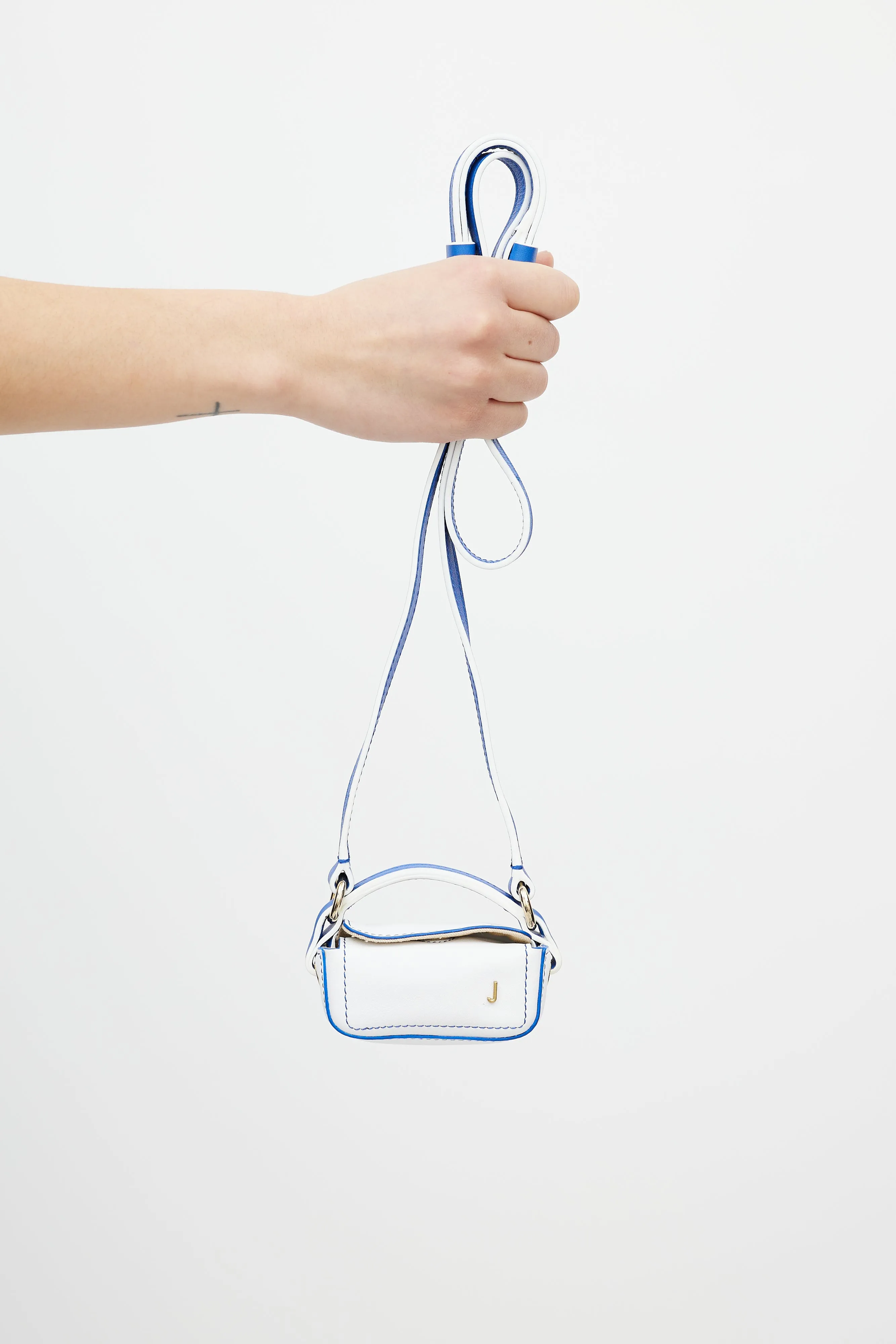 White & Blue Leather Le Nani Crossbody Bag