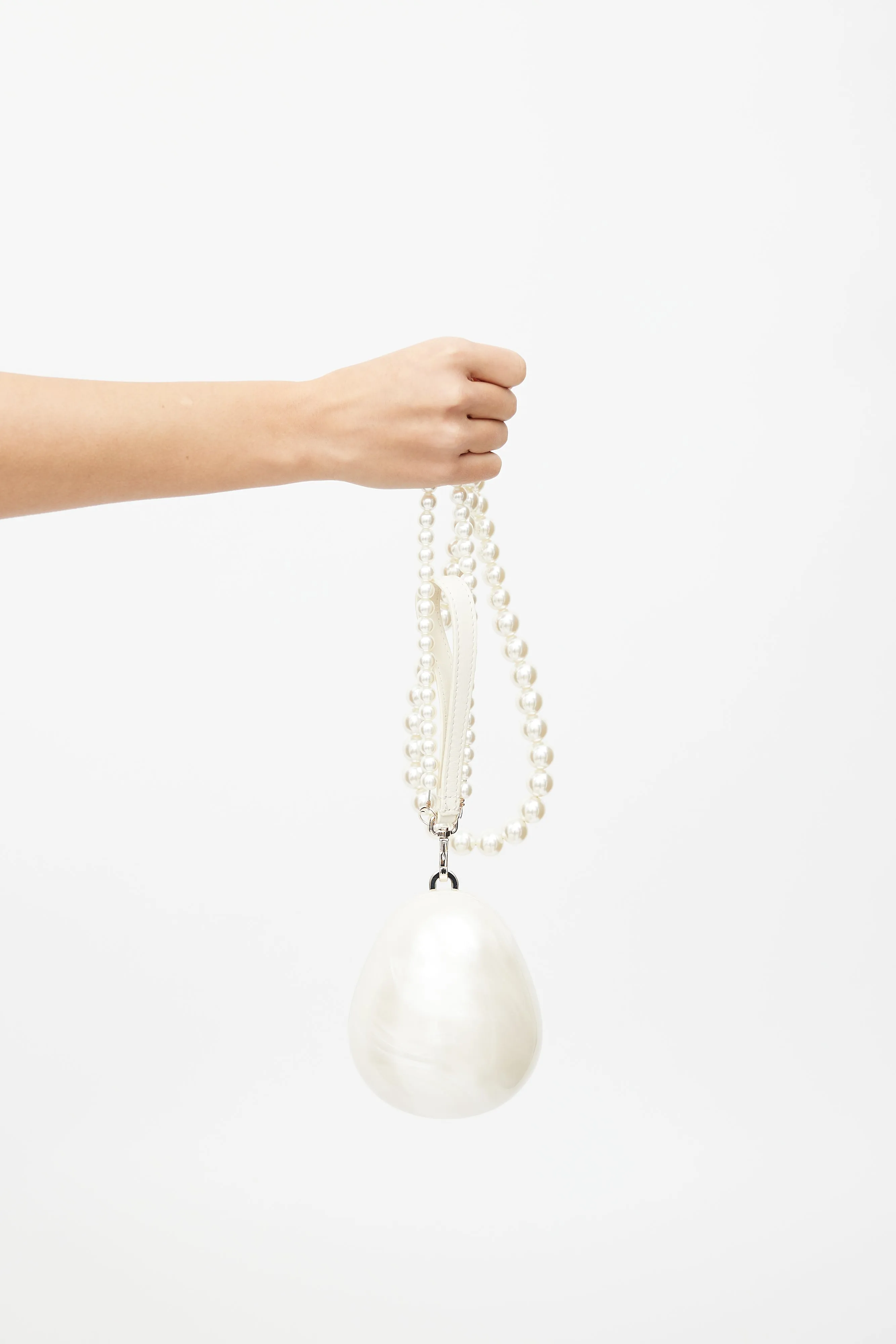 White Micro Pearl Egg Bag