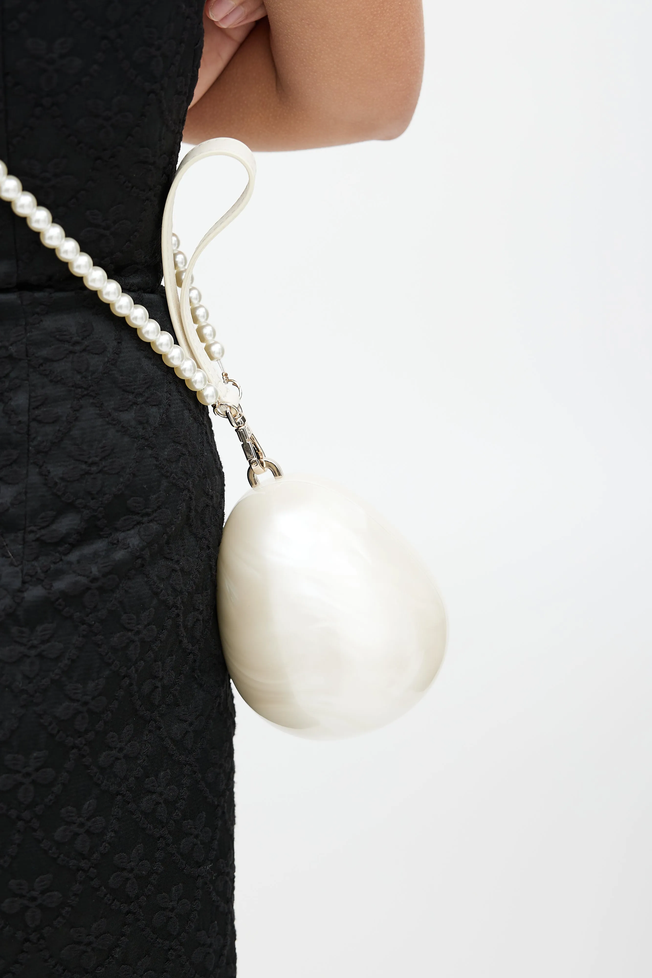 White Micro Pearl Egg Bag