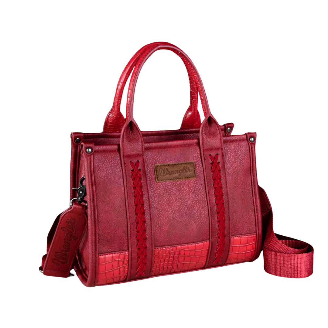 Wrangler Women's Croc Print Concealed Carry Burgundy Tote Crossbody